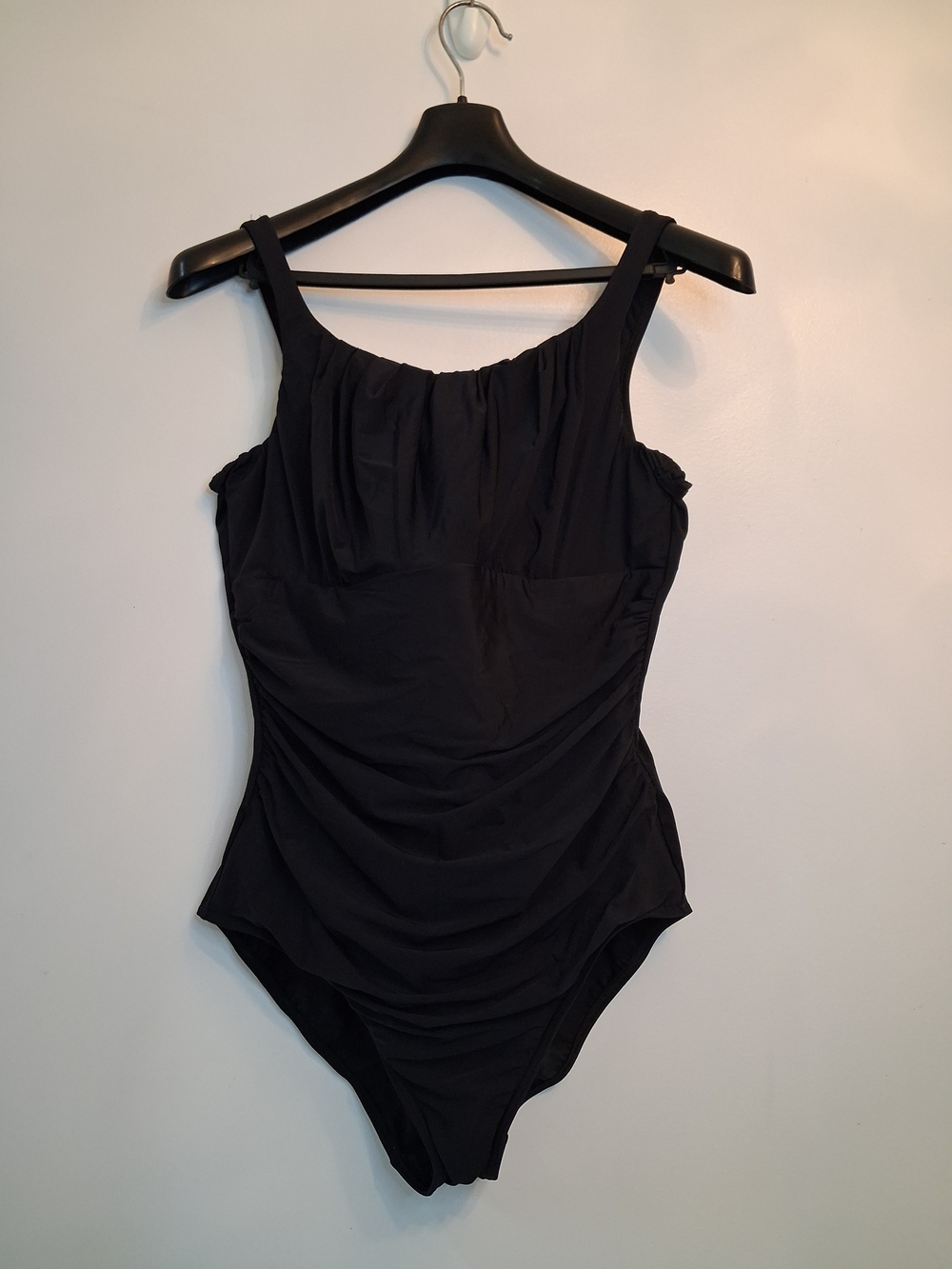 Lands' End Black Ruched One-Piece Swimsuit
